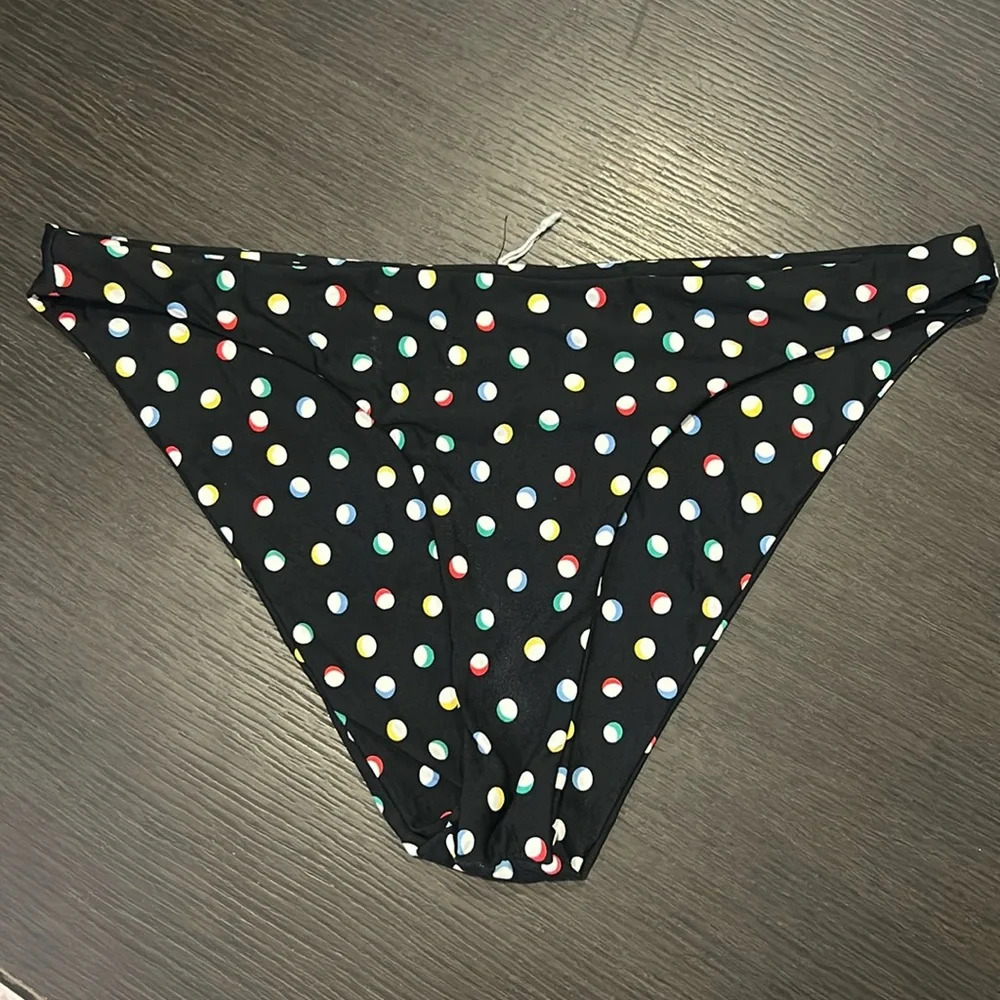 Volcom Women’s Black W Multi Colored Spot Pattern Bikini Brief‎ Bottom Medium